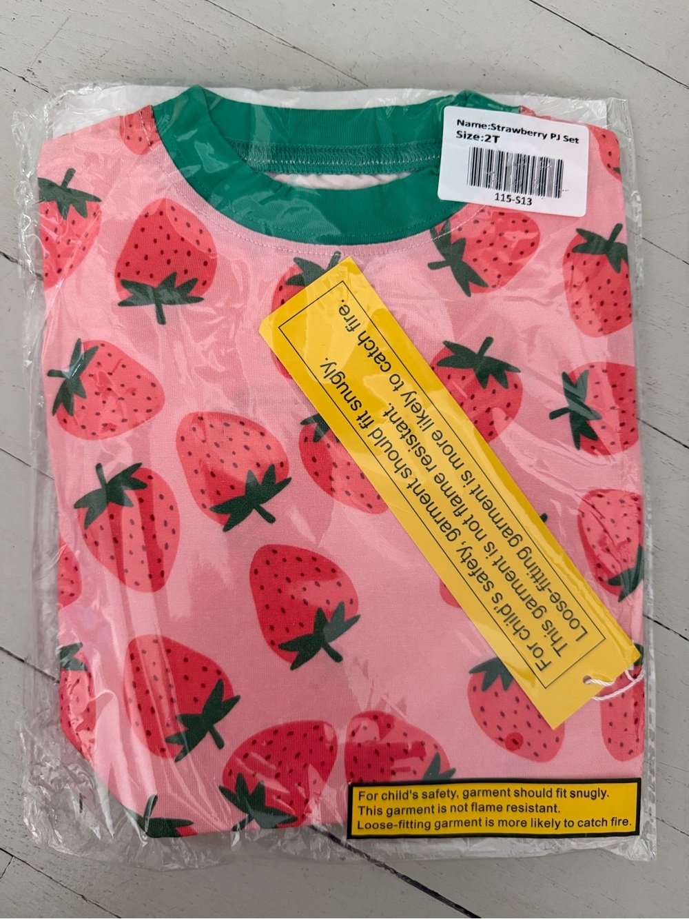 Toddler Pink Strawberry bamboo Pajama set
